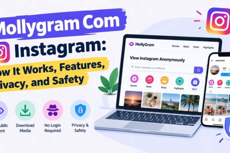 Mollygram Com Instagram viewer guide showing features, public content browsing, privacy, and safety.