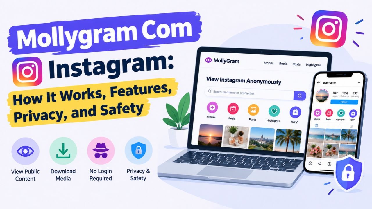Mollygram Com Instagram viewer guide showing features, public content browsing, privacy, and safety.